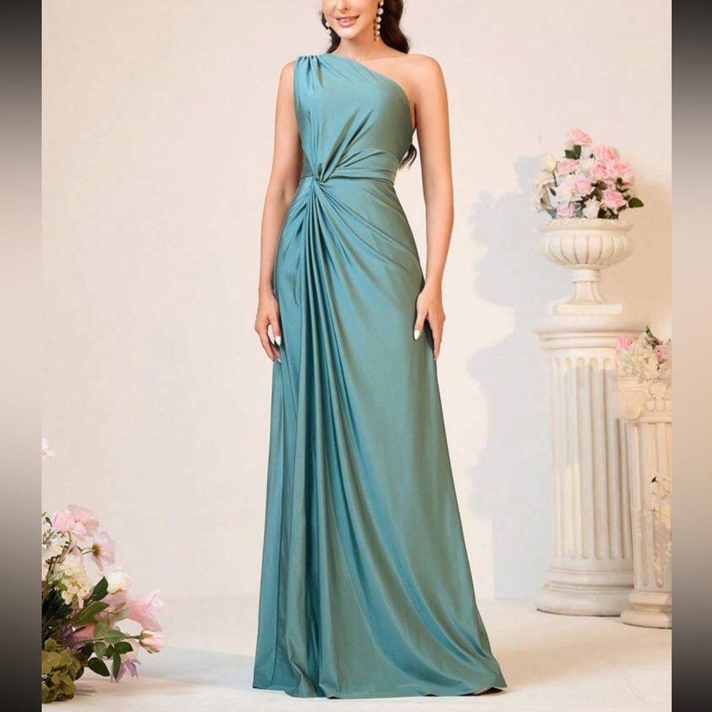 Luxe one shoulder party formal maxi dress